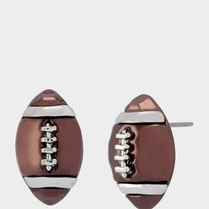 FOOTBALL STUD EARRING BROWN