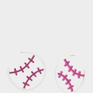 BASEBALL HOOP EARRINGS PINK