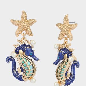 SEAHORSE STAR DROP EARRINGS BLUE
