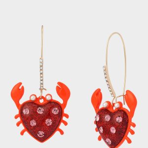 CRAB SHEPHERD HOOK EARRINGS RED