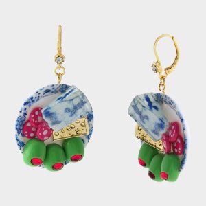 CHEESE PLATE EARRINGS BLUE