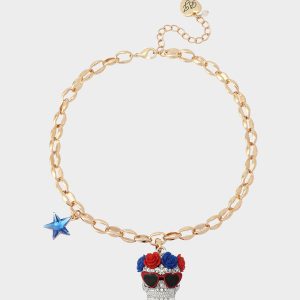AMERICANA SKULL PENDANT NECKLACE RED