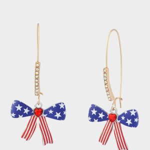 AMERICANA BOW SHEPHERD HOOK EARRINGS BLUE