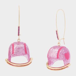 LARGE FOOTBALL HELMET SHEPHERD HOOK EARRING PINK