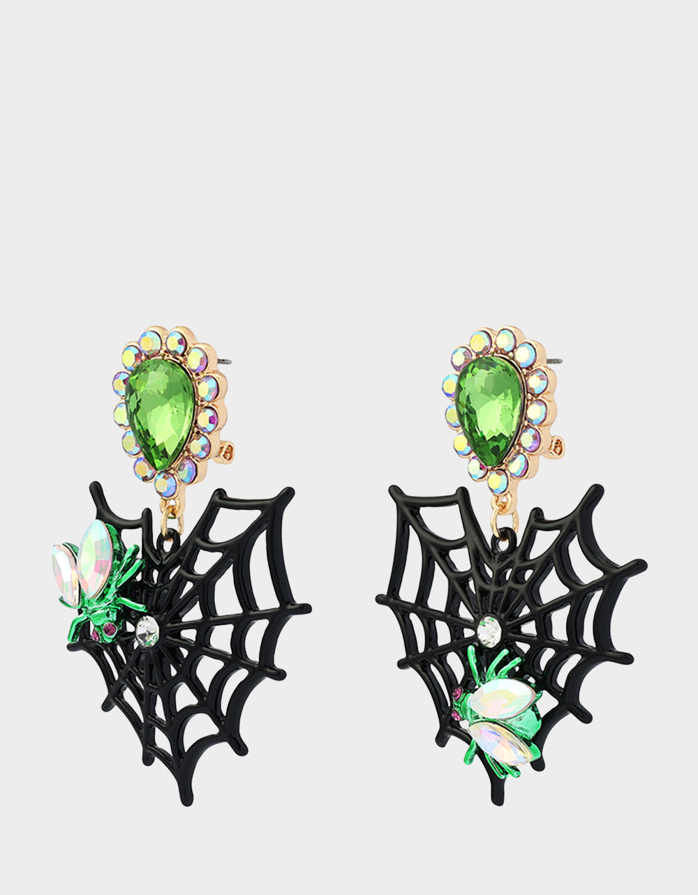 WEB HEART DOUBLE DROP EARRING BLACK - Image 3