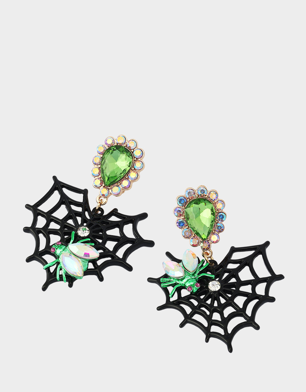WEB HEART DOUBLE DROP EARRING BLACK - Image 2