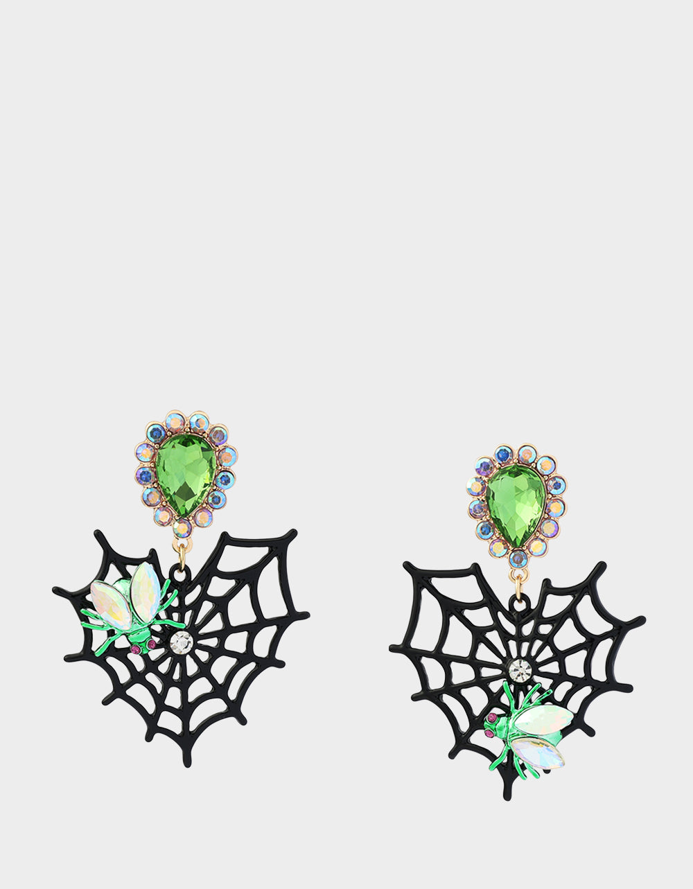 WEB HEART DOUBLE DROP EARRING BLACK