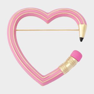 HEART PENCIL BROOCH PINK