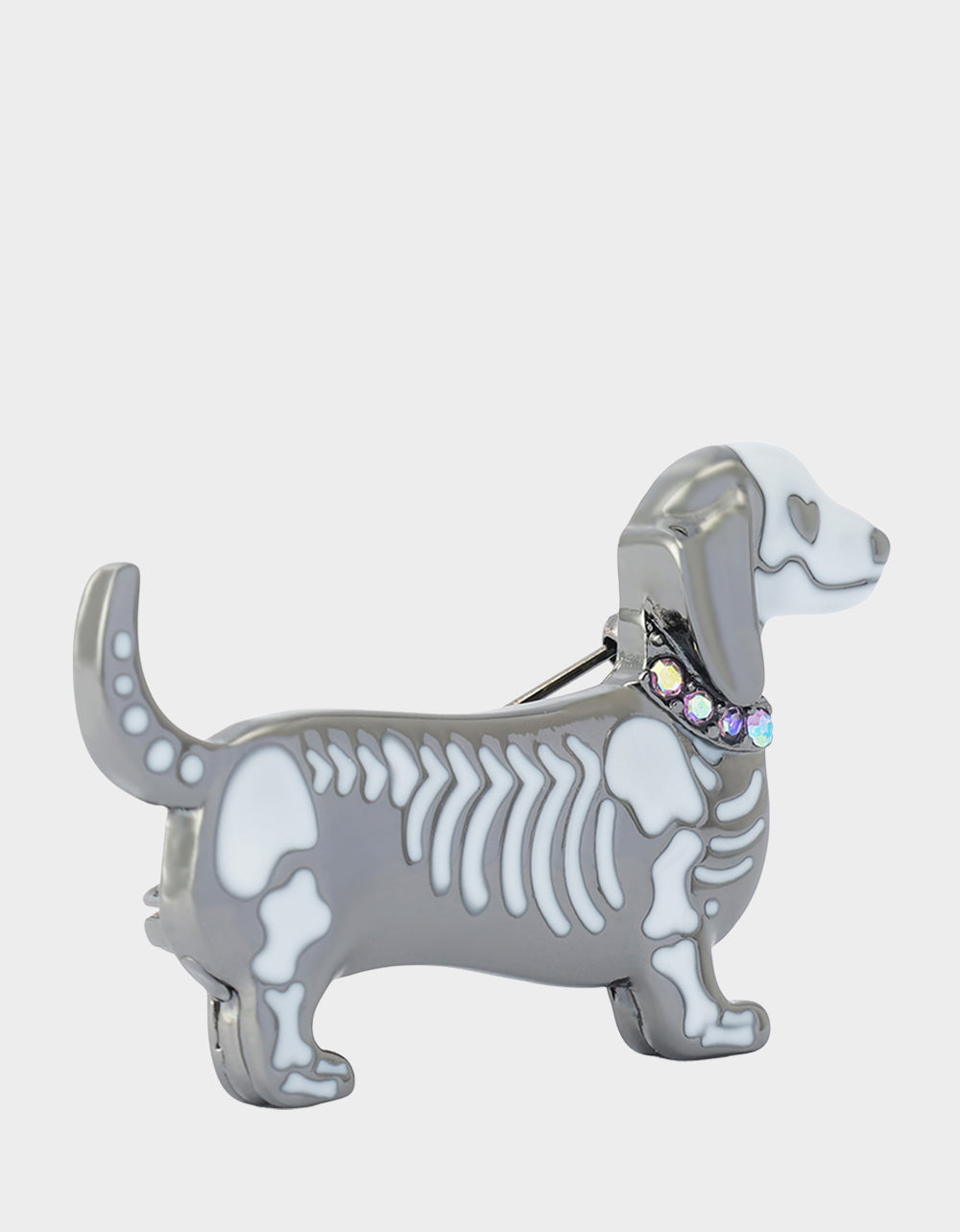 SKELETON DACHSHUND BROOCH SILVER - Image 3