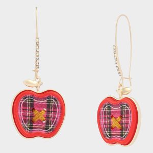 PLAID APPLE SHEPHERD HOOK EARRING RED
