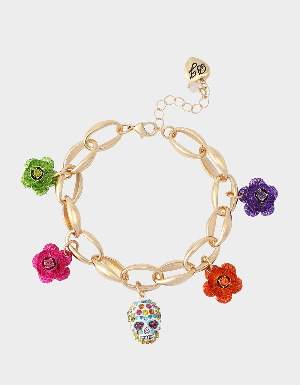 FLOWER SKULL CHARM BRACELET MULTI - Image 4