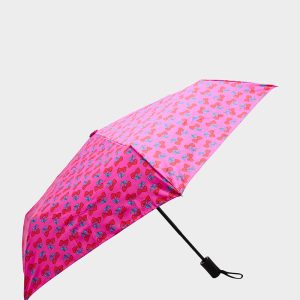 BETSEY'S CHERRY HEART PRINT UMBRELLA PINK MULTI