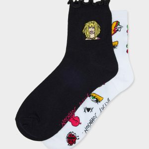 2-PACK EMBROIDERED CREW SOCK BLACK MULTI