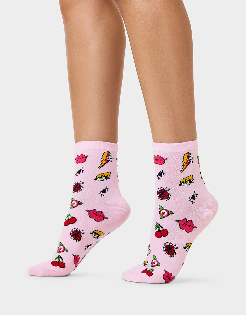 2-PACK EMBROIDERED CREW SOCK PINK MULTI - Image 5