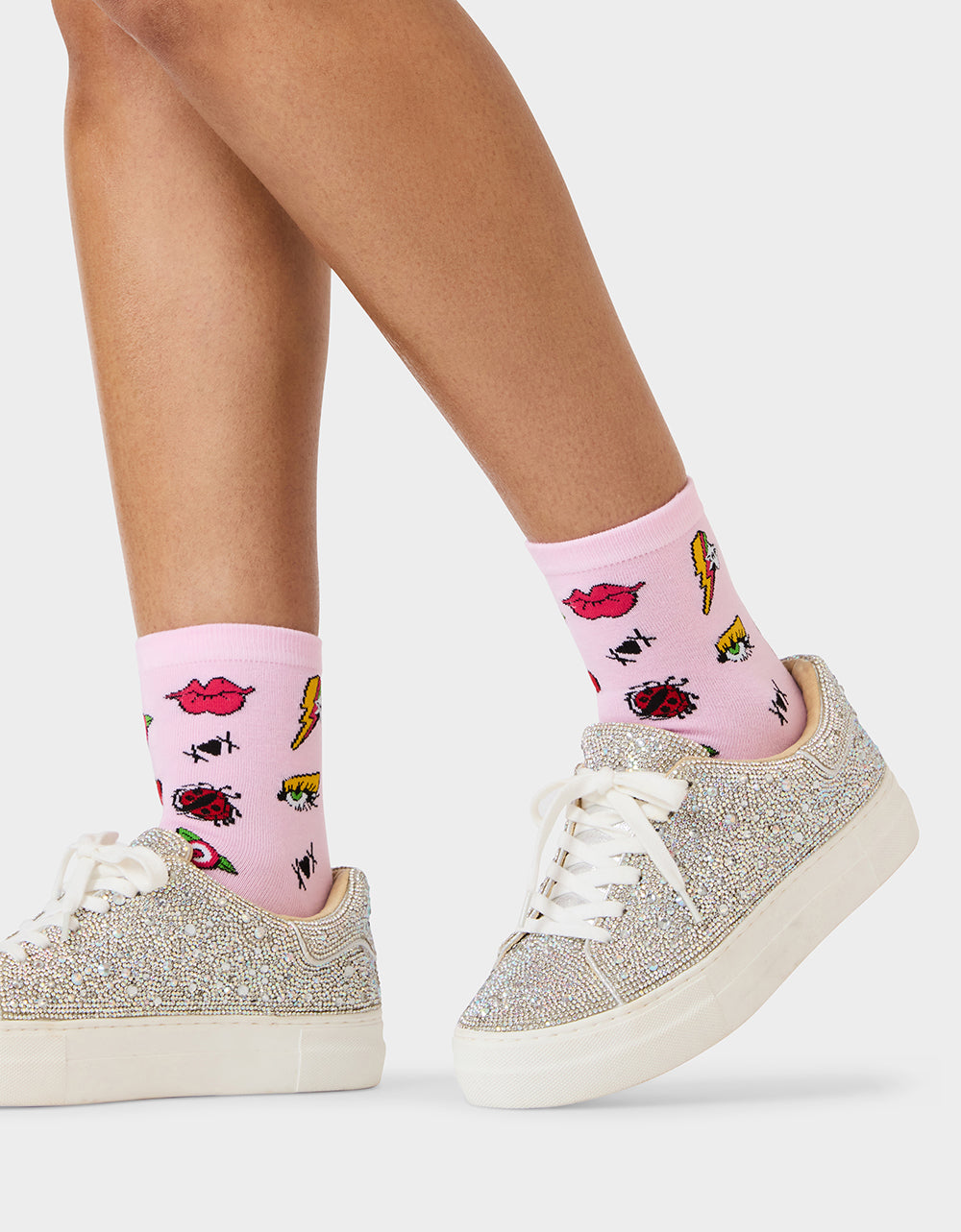 2-PACK EMBROIDERED CREW SOCK PINK MULTI - Image 6