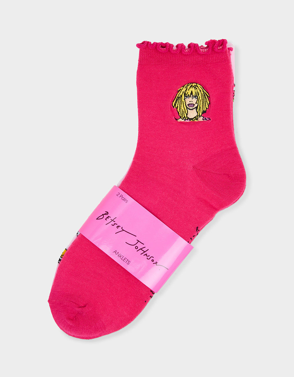 2-PACK EMBROIDERED CREW SOCK PINK MULTI - Image 2