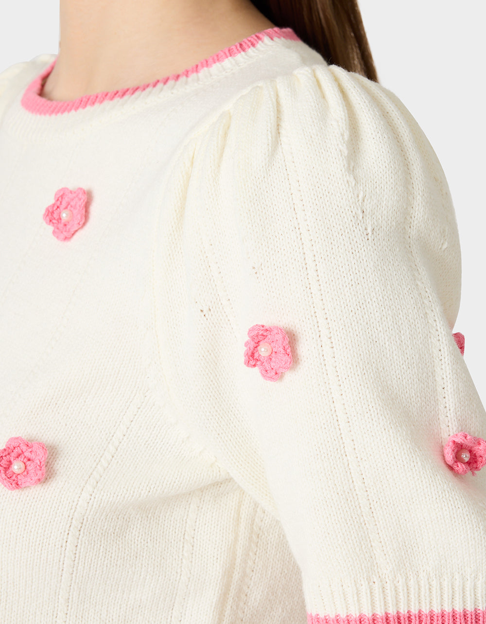 PETAL POP KNIT TOP OFF WHITE - Image 6