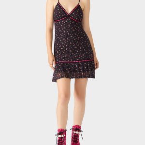 BETSEY's ARCHIVE ROSEBUD SLIP DRESS BLACK