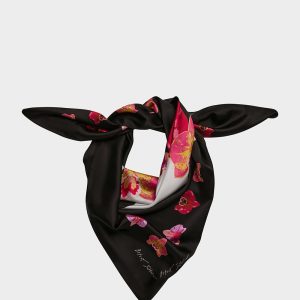FLORAL SKULL SQUARE 35 X 35 SCARF BLACK
