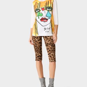 BETSEY FACE 3/4 SLEEVE GRAPHIC T-SHIRT MULTI