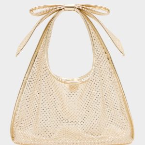 BOW MINI MESH TOTE GOLD