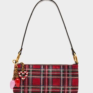 TARTAN RHINESTONE SHOULDER PLAID