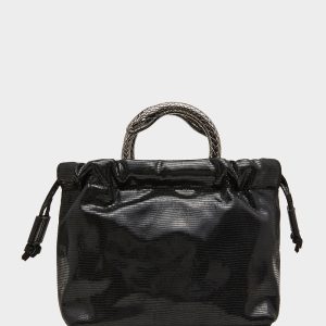 SNAKE RING HANDLE POUCH BLACK